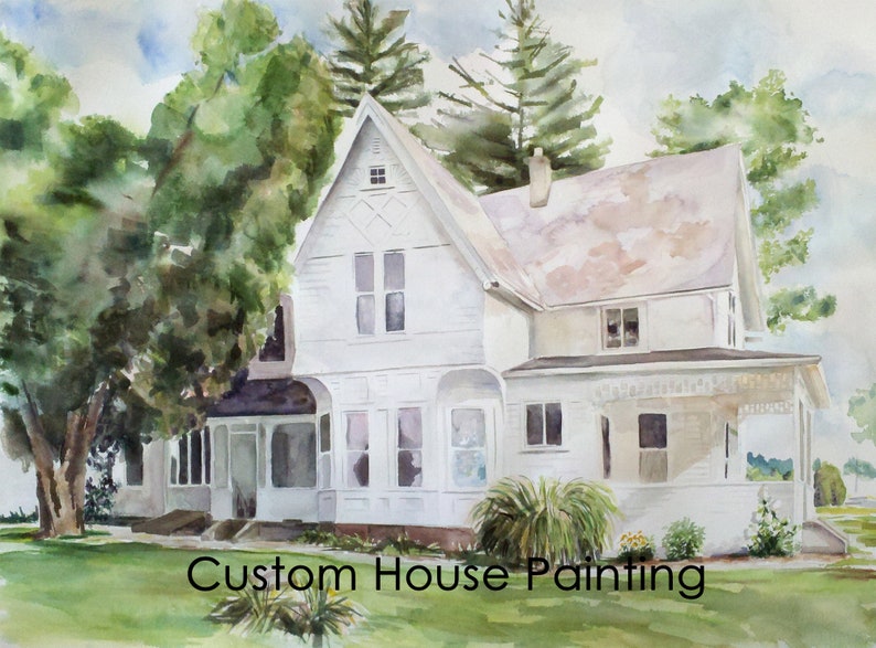 Large Custom House Illustration, Custom House Watercolor Painting, Home Sweet Home Housewarming Gift, 18x24 or 22x30, image 2