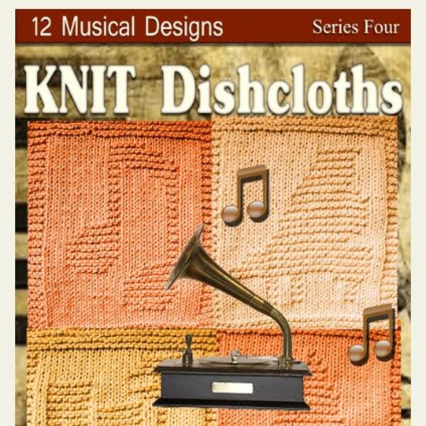 Download Musical Pattern Package 12 Knitted Dishcloth Designs in a Musical Theme.