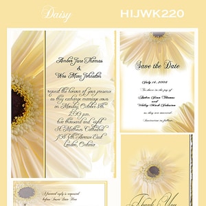 Daisy  Design Wedding  Invitation Package Editable Download