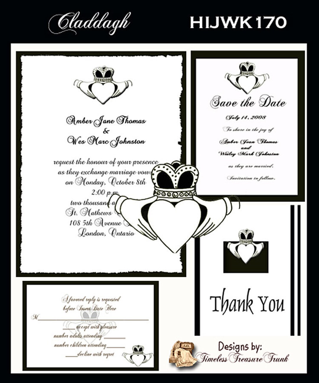 Claddagh Design Wedding Invitation Package Editable Download Etsy