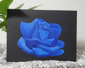 5x5 アクリル青いバラの絵画 - Etsy 日本