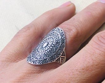 Tribal Touareg Berber Silver Ring – Traditional Amazigh Engraving – Handmade – Adjustable Size