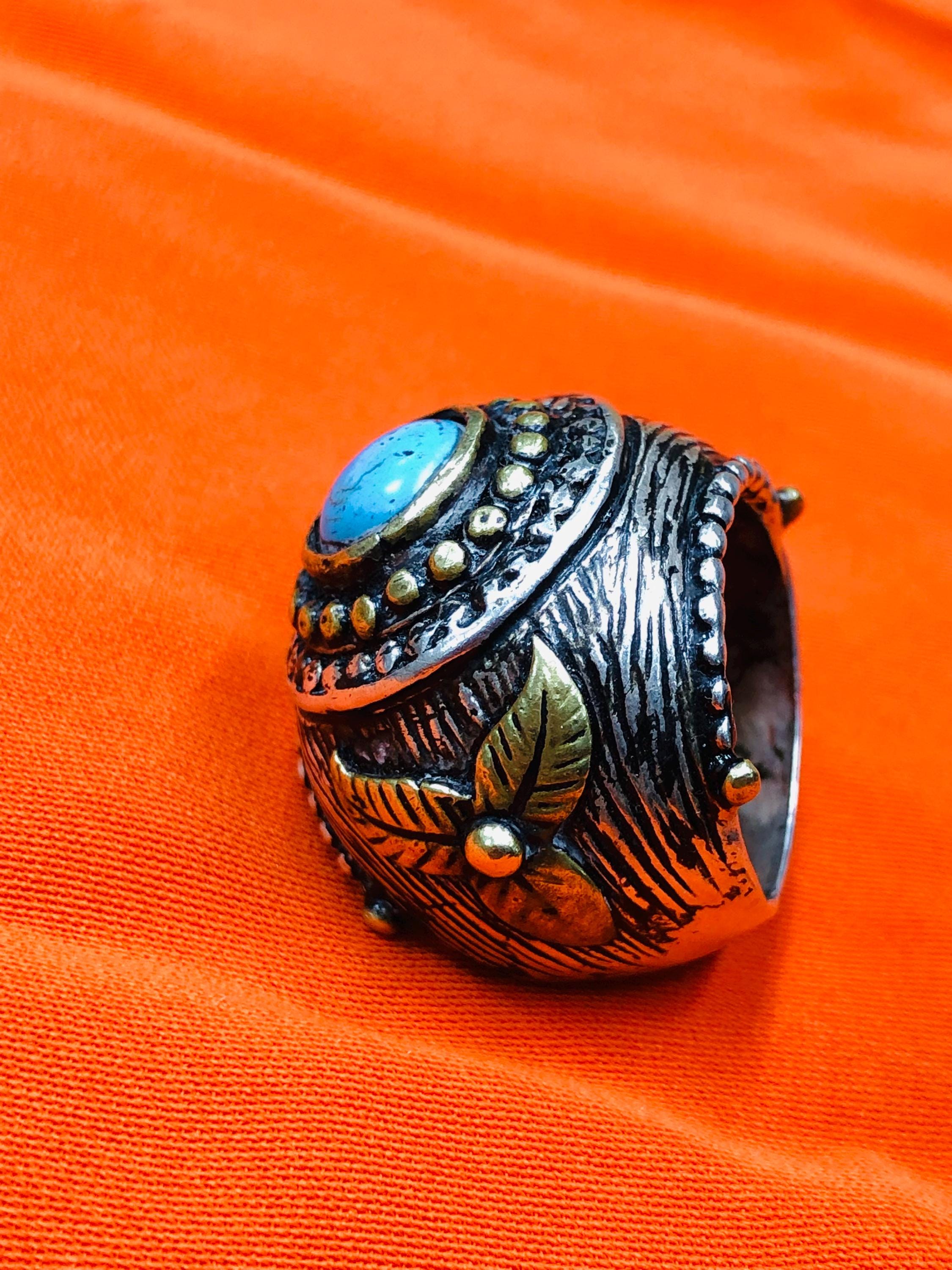 Antique African Silver Ring With Turquoise – Handcrafted Ethnic Jewelry ...
