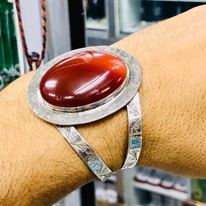 Amazigh Silver Bracelet with Tuareg Engravings – Tribal Sahara African – Handmade Fine Silver
