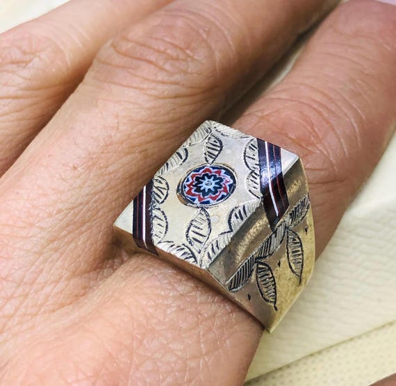 Bague berbère touareg tribale en métal inoxydable, bijou amazigh gravé à la main, bague ethnique africaine