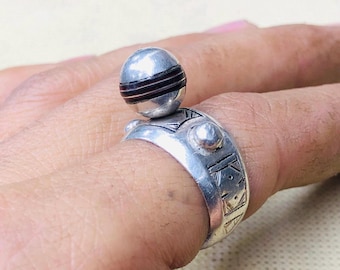 Tribal Touareg Berber Silver Ring – Traditional Amazigh Engraving – Handmade – Adjustable Size