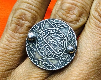 Handmade silver ring from a 1903 Moroccan coin