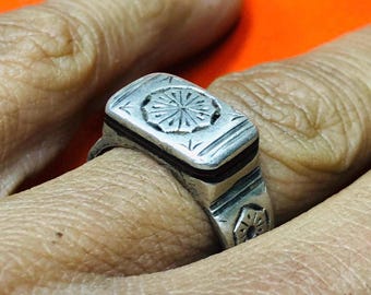 Tribal Touareg Berber Silver Ring – Traditional Amazigh Engraving – Handmade – Adjustable Size