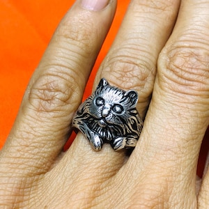 925 Sterling Silver Cat Ring – Unique Handmade Animal Jewelry