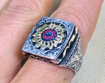 Touareg Ring in Sterling Silver | Handmade Ethnic Jewelry | Nomad Style Engraved Ring