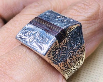 Tribal Touareg Berber Silver Ring – Traditional Amazigh Engraving – Handmade – Adjustable Size