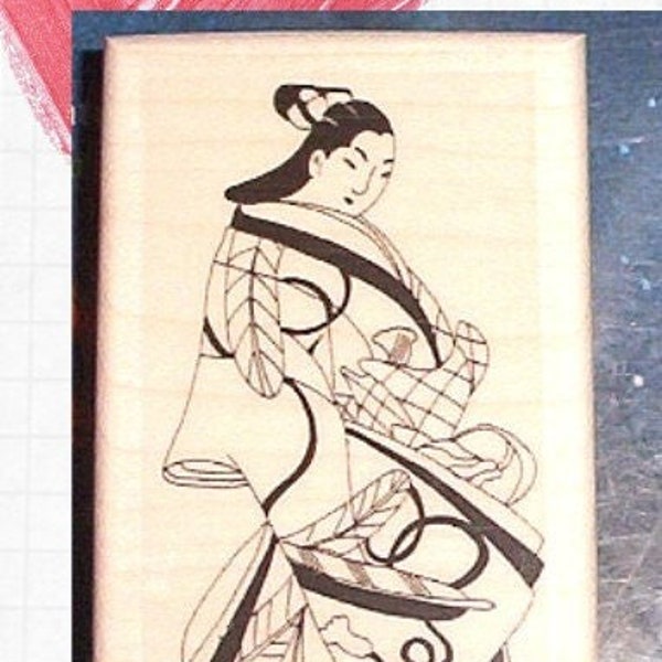 Geisha Rubber stamp Geshia girl rubber stamp Asian cultural stamp