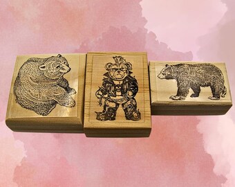 Bear Rubber Stamps 3 of Bear One of a Kind Lot