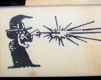 Witch Casting Spell New Halloween rubber stamp