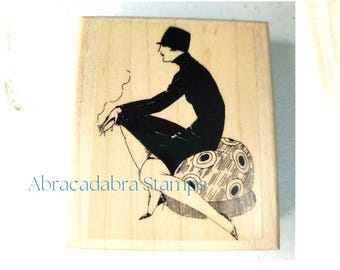 French Lady Rubber Stamp: Vintage Art Deco Style