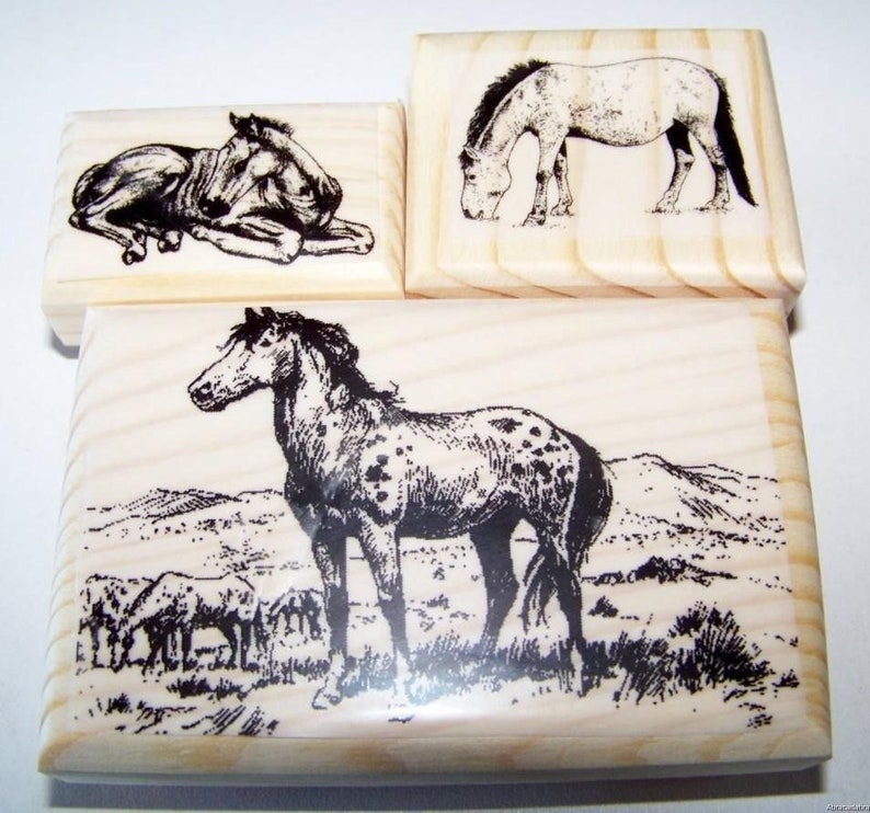3 Horse Horses New Mounted Rubber Stamp Stamps
