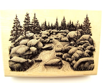Rocky Creek Mounted Rubber Stamp: Stampscapes scene stamp
