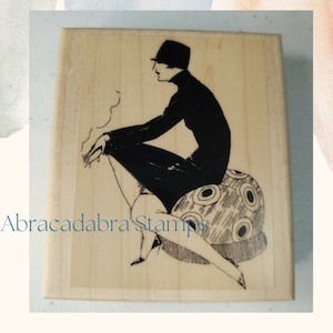 French Lady Sitting on Stool New Mounted Rubber Stamp French Lady Stamp