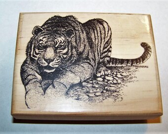 Bengal Tiger Stamp * New Tiger Rubber Stamp * Tiger Art Stamp * Large Cat Stamp