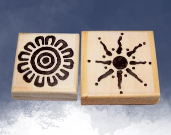 Set of 2 Mounted Rubber Stamps, African Sun, Southwest Sun Designs