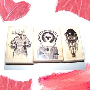3 New African Themed Rubber Art Stamps Shaman Stamp, Mask Stamp, Witch Doctor Rubber Stamp