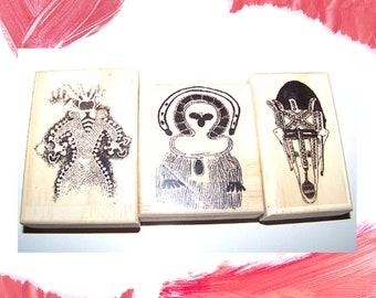 3 New African Themed Rubber Art Stamps Ships Sale!