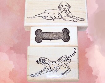 Dog Rubber Stamps Set of 3 One of a Kind Lot