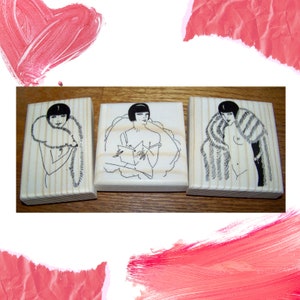 3 Naughty French Lady Francesca Ladies New Mounted Rubber Stamps