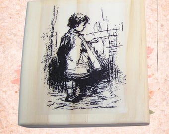 Lonely Girl Vintage Children new mounted rubber stamp