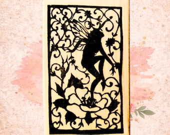 Fairy in Stained Glass Rubber Stamp - 2x3.25 in