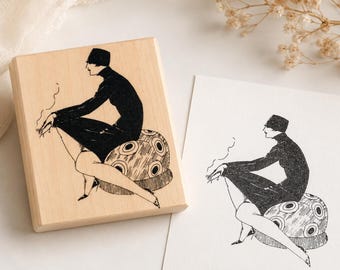 French Lady Rubber Stamp: Vintage Art Deco Style