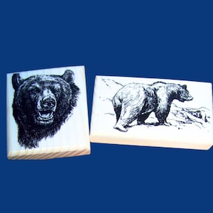 Bear Rubber Stamps Bears New Mounted Rubber Stamps Bear Face Stamp, Bear Walking Rubber Stamp