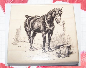 Horse Grooming Vintage Horse scene new mounted rubber stamp