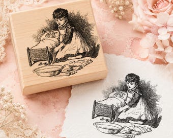 Making Baby's Bed Vintage Children Series new mounted rubber stamp