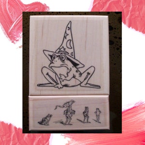 2 Frog Rubber Stamps | Wizard Rubber Stamp | Leap Frog Rubber Stamp | Set of rubber stamps | Frog Stamp | Toad Rubber Stamp