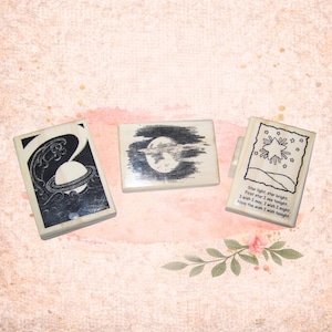 Moon Star Planet new mounted rubber stamps Art Stamps