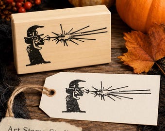 Witch Casting Spell New Halloween rubber stamp