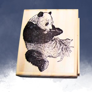 Panda Bear Rubber Stamp: Wood Mounted Animal Stamp