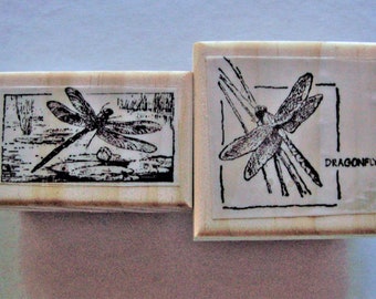 2 Dragonfly New Mounted Rubber Stamps Dragonflies