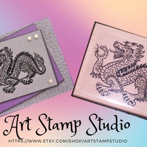 Dragon Rubber Stamp: Crystal Ball, Wood Mounted (3 x 2 1/4 Inches)