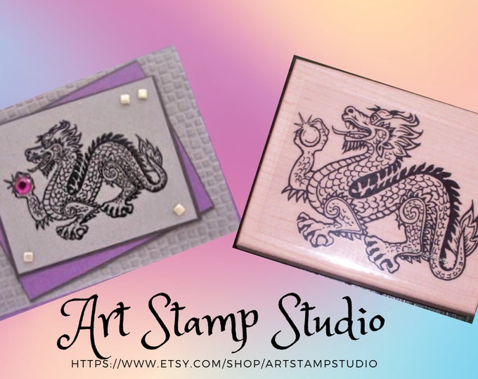 Dragon Rubber Stamp Dragon With Crystal Ball New Mounted Rubber Stamp