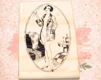 Rubber Stamp Naughty French Lady Gives Advice Nude Woman Stamp