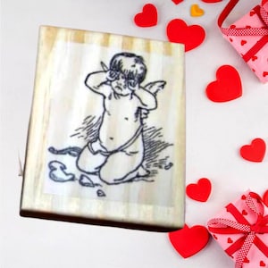 Angel with Broken Heart and Bow new mounted rubber stamp