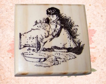 Making Baby's Bed Vintage Children Series new mounted rubber stamp