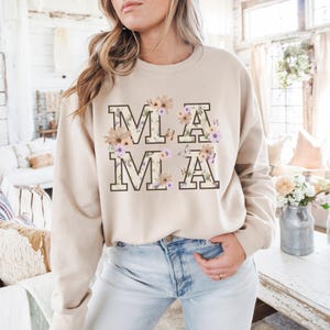 Mama Floral Butterfly Large Letter Crewneck Sweatshirt Cute Mommy Mom Mother Gift for her Boy Girl Mom Mom to be Gift