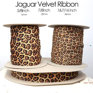 Ruban de velours Jaguar - 4 largeurs - 3/8 po., 5/8 po., 7/8 po., 1 1/2 po. | Velours animal, velours léopard, velours chat, velours imprimé animal