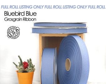 Bluebird Blue Grosgrain Ribbon Full Roll Only - 4 widths - Berwick Offray bluebird  USA made blueberry grosgrain ribbon blue grosgrain (333)