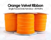 Velvet Ribbon Orange Swiss velvet ribbon by the yard wedding ribbon dog collar ribbon hair bow velvet 1 inch 2 inch velvet thin velvet (445)