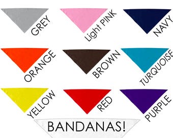 Blank Dog BANDANAS for printing, vinyl, embroidery --poly/cotton blend -- 13 Colors