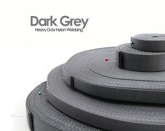Dark Grey Heavy Duty Nylon Webbing: Pet & Bag Straps